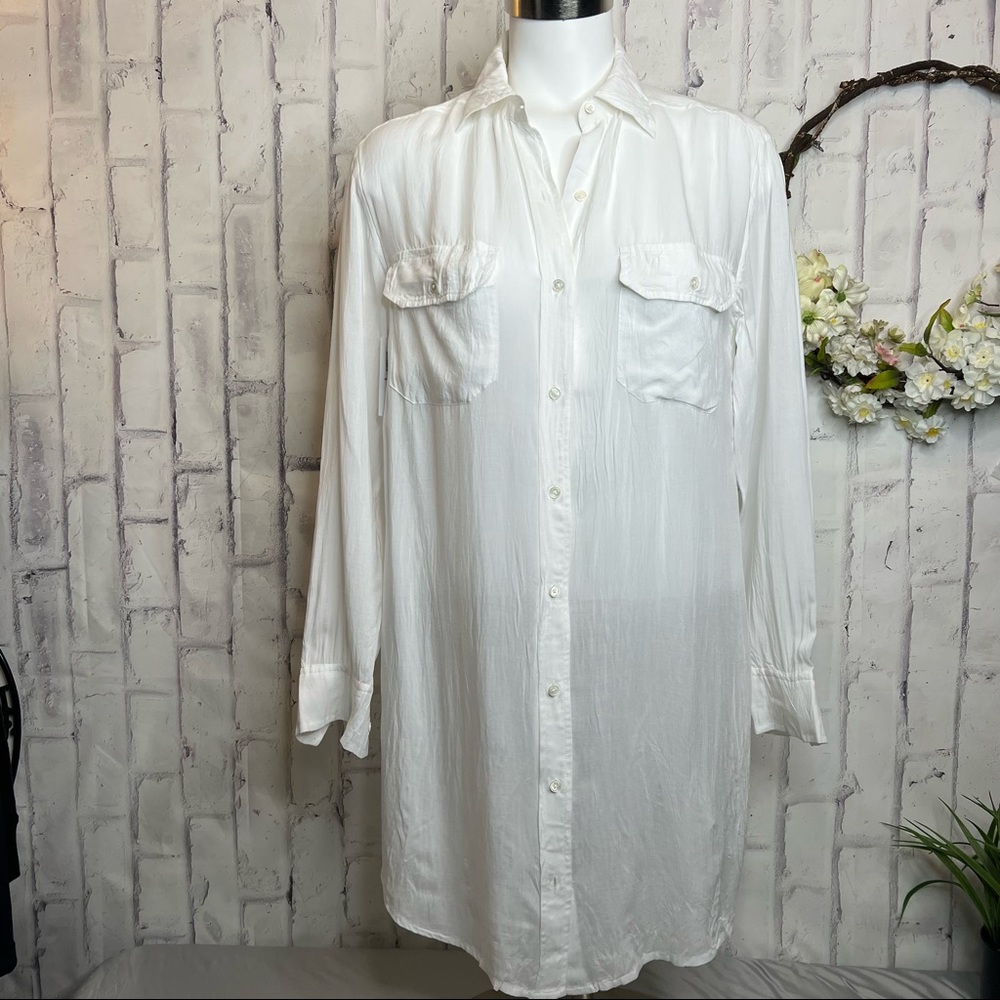 WIlfred Free Modal Longline Button Down Boyfriend Oversize Shirt